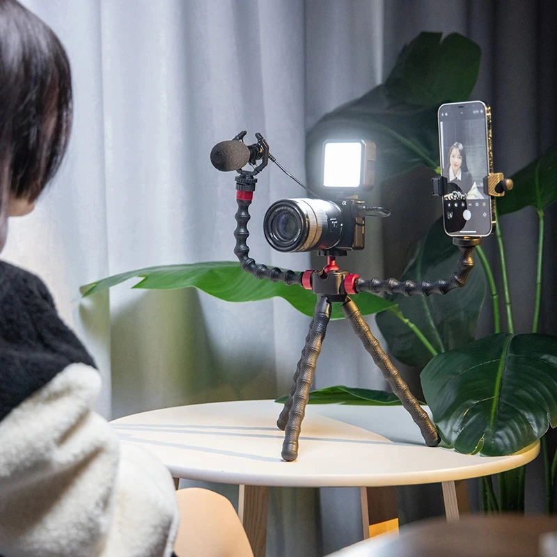 Ulanzi MT-11 Octopus Flexible Tripod For Gopro Camera Phone SLR DSLR Tripod Extend 1/4'' Screw With Ballhead ColdShoe Phone Clip