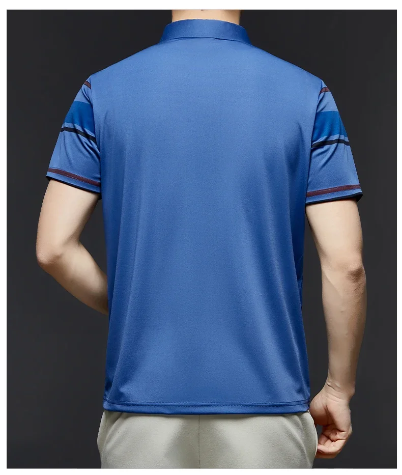 BROWON Brand 2025 Summer Shorts Polo Shirt Men Tshirt Luxury Wide Striped Lapel Collared Polo Shirt for Work Business Men 18 S26993a6101854b0aba1514b34e94e4c80