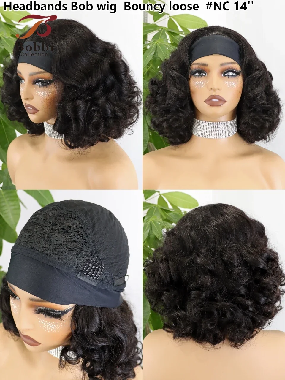 Headband Bob Wig Human Hair Double Drawn Bouncy Curl Loose Body Afro Kinky Curly Full Machine Made Wig Natural Hair Wigs