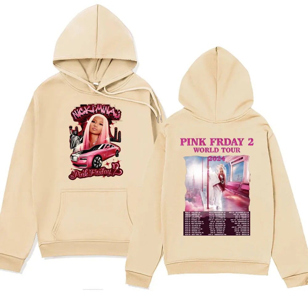 Rapper Nicki Minaj Pink Graphic Print Hoodie Men's Women's Hip Hop Fashion Aesthetic Harajuku Sweatshirts Oversized Streetwear