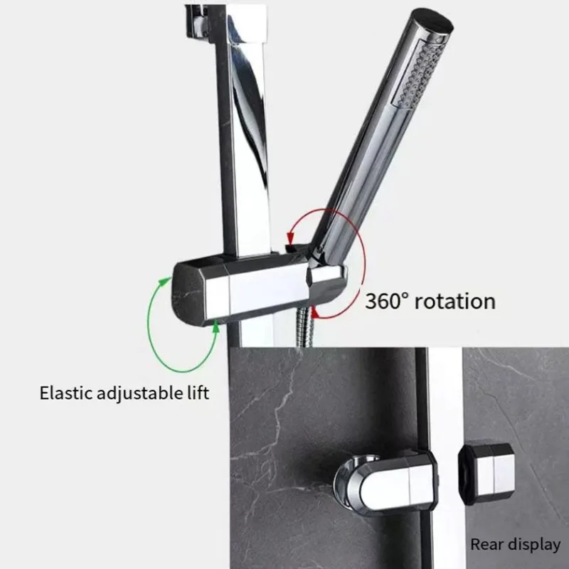 Description Picture 4 of itemAdjustable Shower Bracket Universal Shower Rail Head Slider Bar Holder Lifting Rod Clamp Holder Replacement