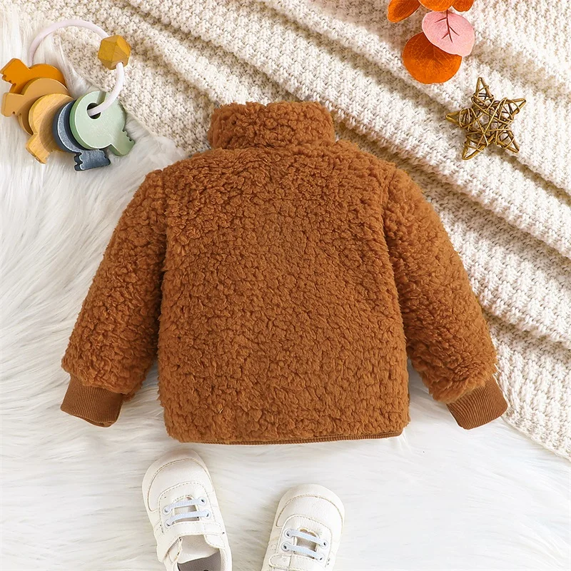 Baby Boys Girls 3D Bear Ears Shape Fleece Long Sleeve Hoody Zip Up Coat Jacket Infant Baby Sweatshirt