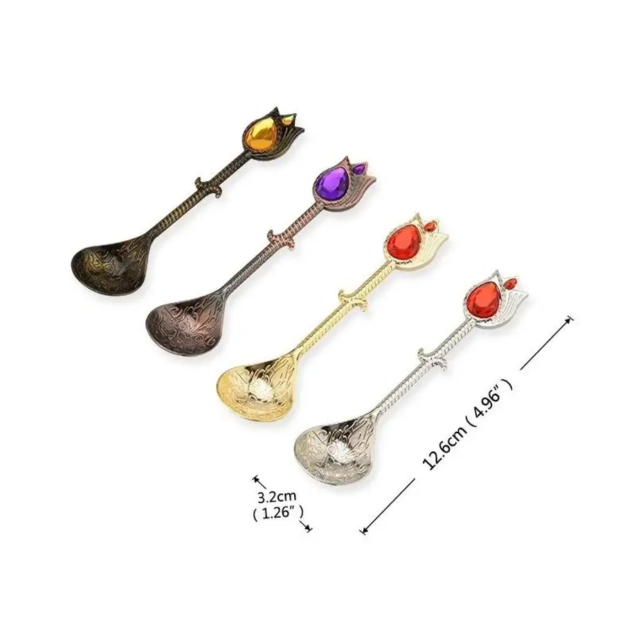1 Pcs Fashion Luxury Diamond Stainless Steel Crystal Spoons Cup Stirring Eat Food Home Kitchen Tea Dessert Spoon