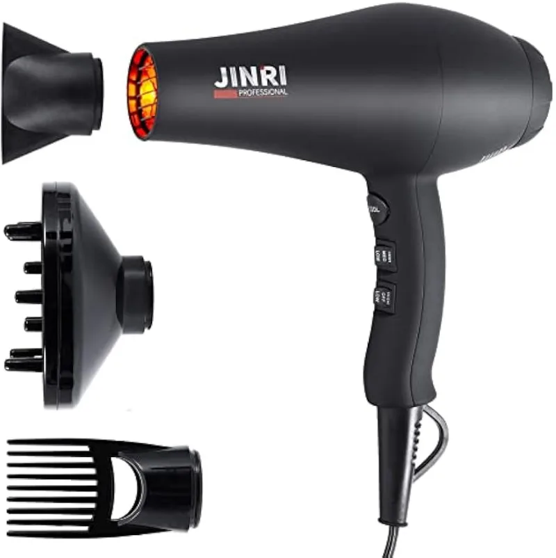 

Infrared Hair Dryer, Professional Salon Negative Ionic Blow Dryers for Fast Drying, Pro Ion Quiet Hairdryer,Black