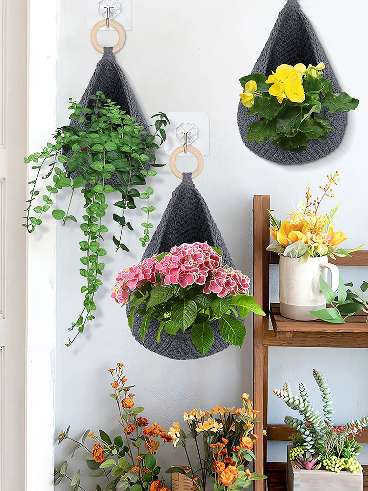 

Teardrop Hanging Baskets Onion Basket Coat Bohemian Storage Fruit Wall Hooks for Kitchen Wall Home Restaurant Garlic Vegetable