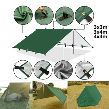 4x4m 4x3m 3x3m 19 Hang Points Tent Tarp Survival Sun Shelter Shade Canopy Outdoor Backpacking Waterproof Camping Awning SunShade