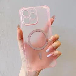 Shockproof Magnetic Wireless Charging Phone Case - RedMi TURBO 4 Series, Magsafe Compatible, Translucent Design for Poco F7 (Pink)