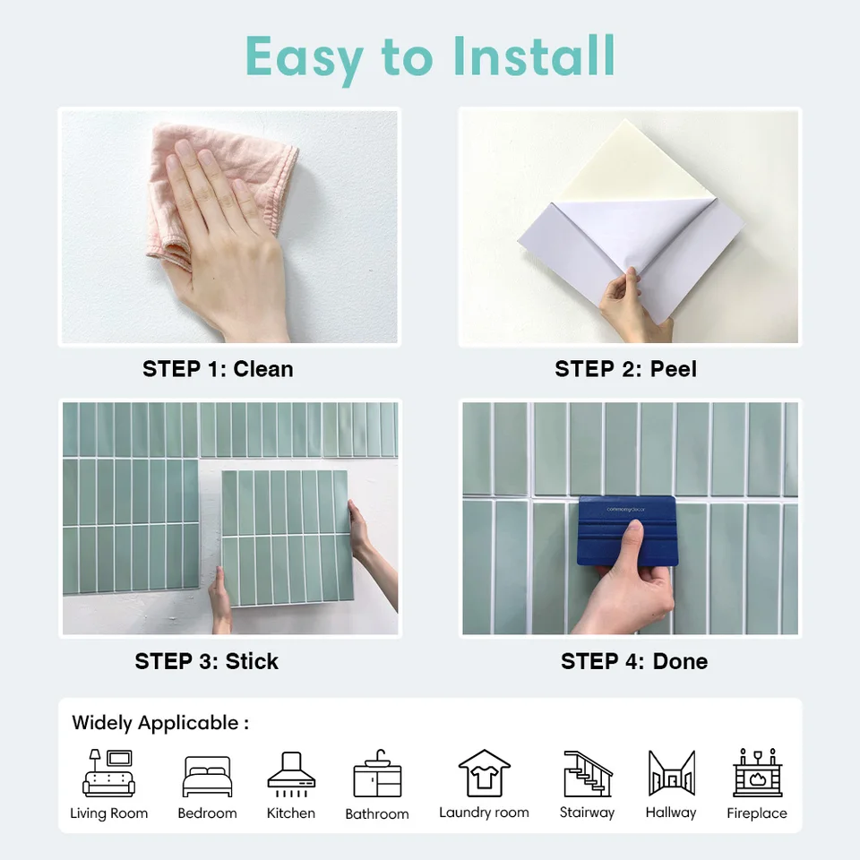 Adesivi Piastrelle PVC 36 Pezzi 10x10cm - Decorativi Impermeabili Per Cucina E Bagno - Foto 3