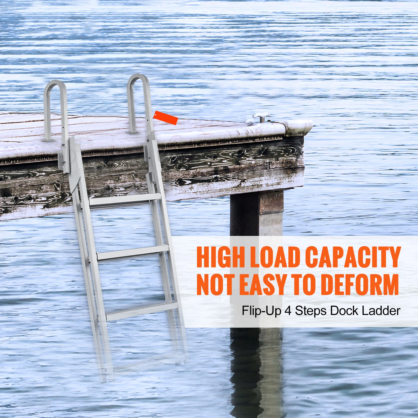 Aluminum Dock Ladder with Nonslip Mat for Boat Pool