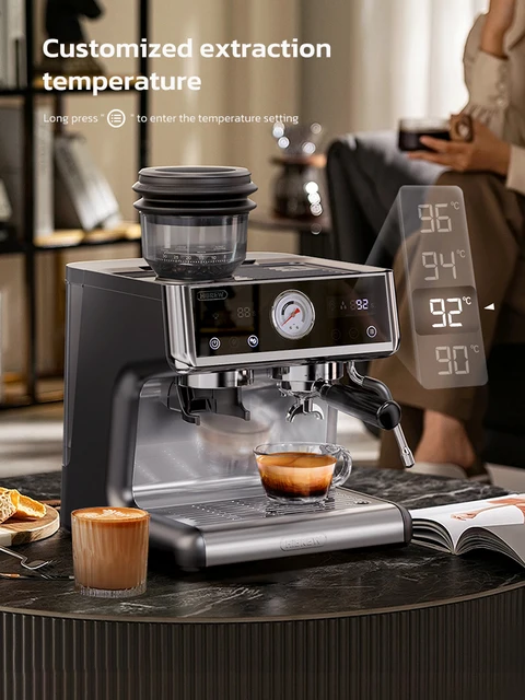 Hiinvasif W Tourists Bomicrophone System, Barista Pro, 20Bar, Bean to Espresso Cafetera, Machine à café avec kit complet pour 73 Hotel Restaurant H7A 3