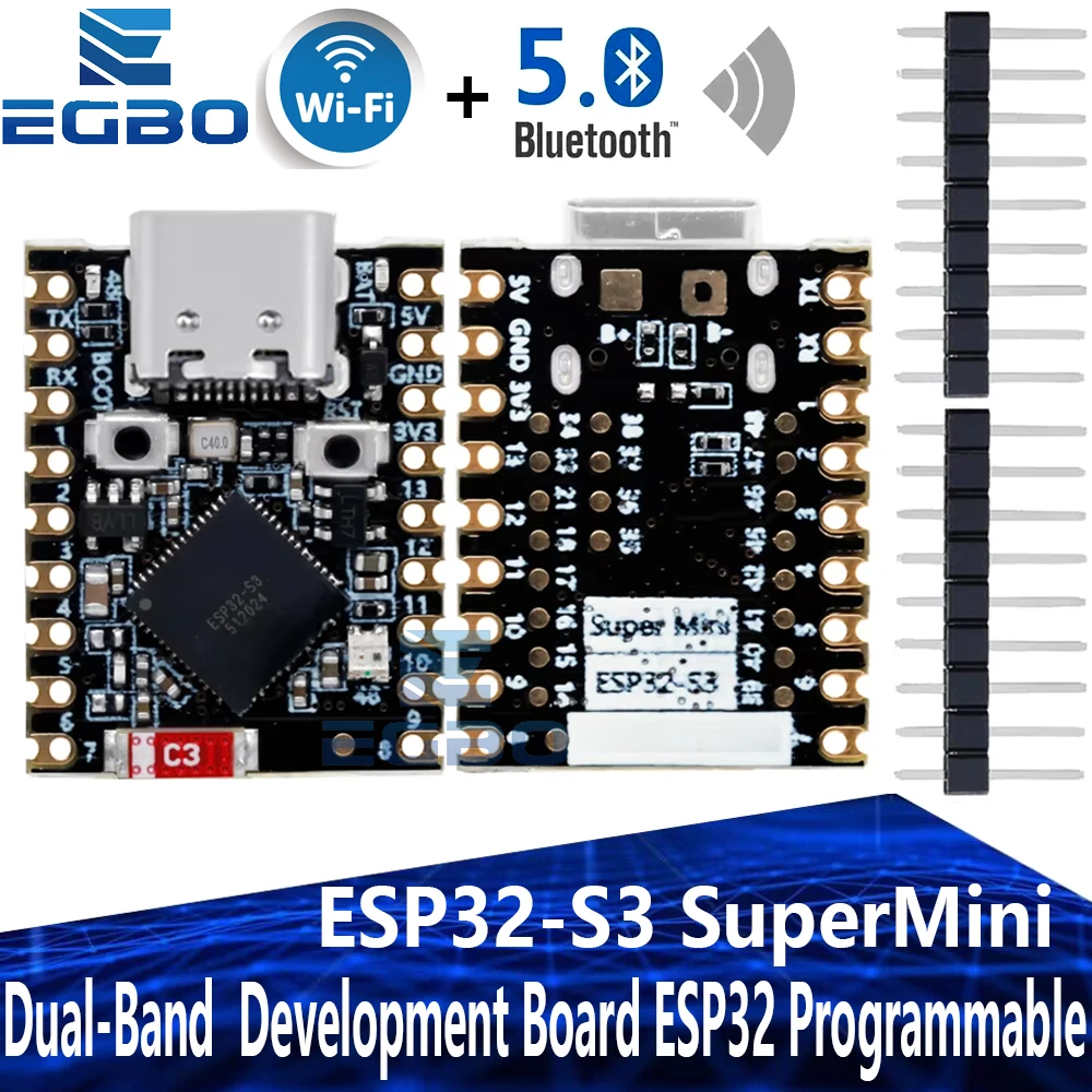 ESP32-S3 Dual-Band WiFi/Bluetooth 5.0 SuperMini Development Board ESP32 Programmable PCB Kit for arduino