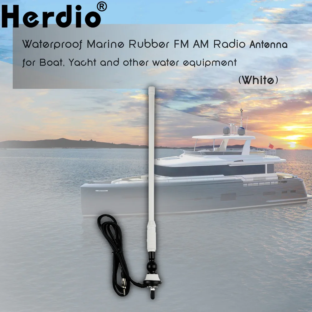 HYS VHF Antenne Marine 156-163Mhz Caoutchouc Étanche Mât Antenne avec 5m  Câble RG-58 pour Bateau Voilier Yacht