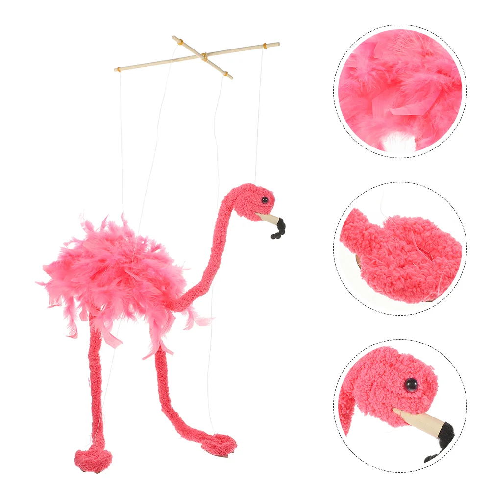 

2 Pcs Marionette Pretend Play Puppets Animal Design Flamingo Marionettes Show Prop Animals Puppetry Puzzle