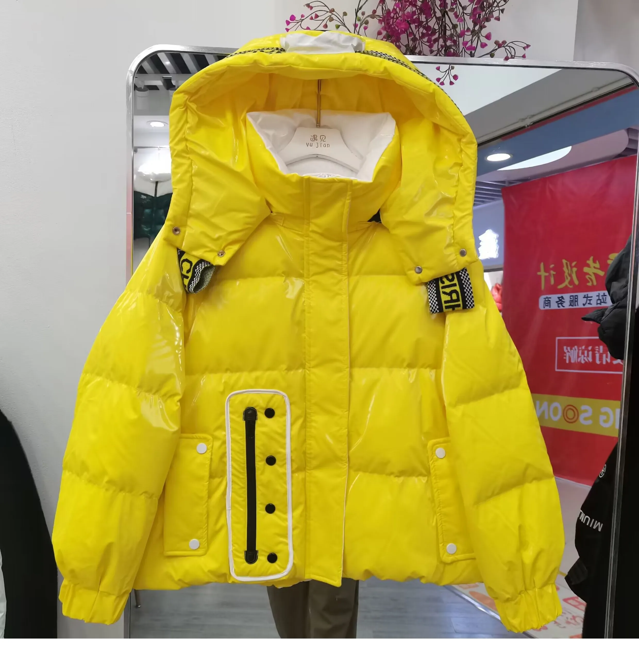 

Winter Snow Clothing 90% White Duck Down Coat Women Feather Parka Fashion Letter Warm Hooded Overcoat Street Women Puffer Jacket
