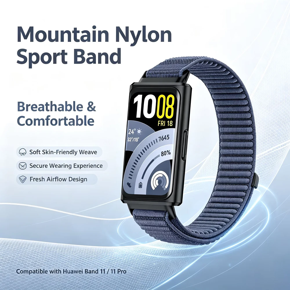 Breathable Nylon Loop Sport Strap for Smartwatch - Adjustable Bracelet