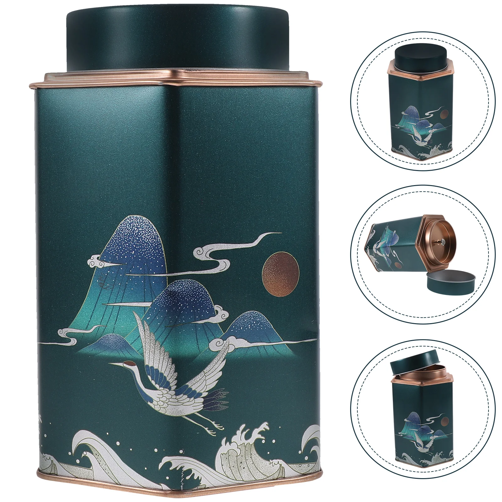 

Tea Tin Can Storage Canister Jar Sealing Decorative Container Stainless with Lid