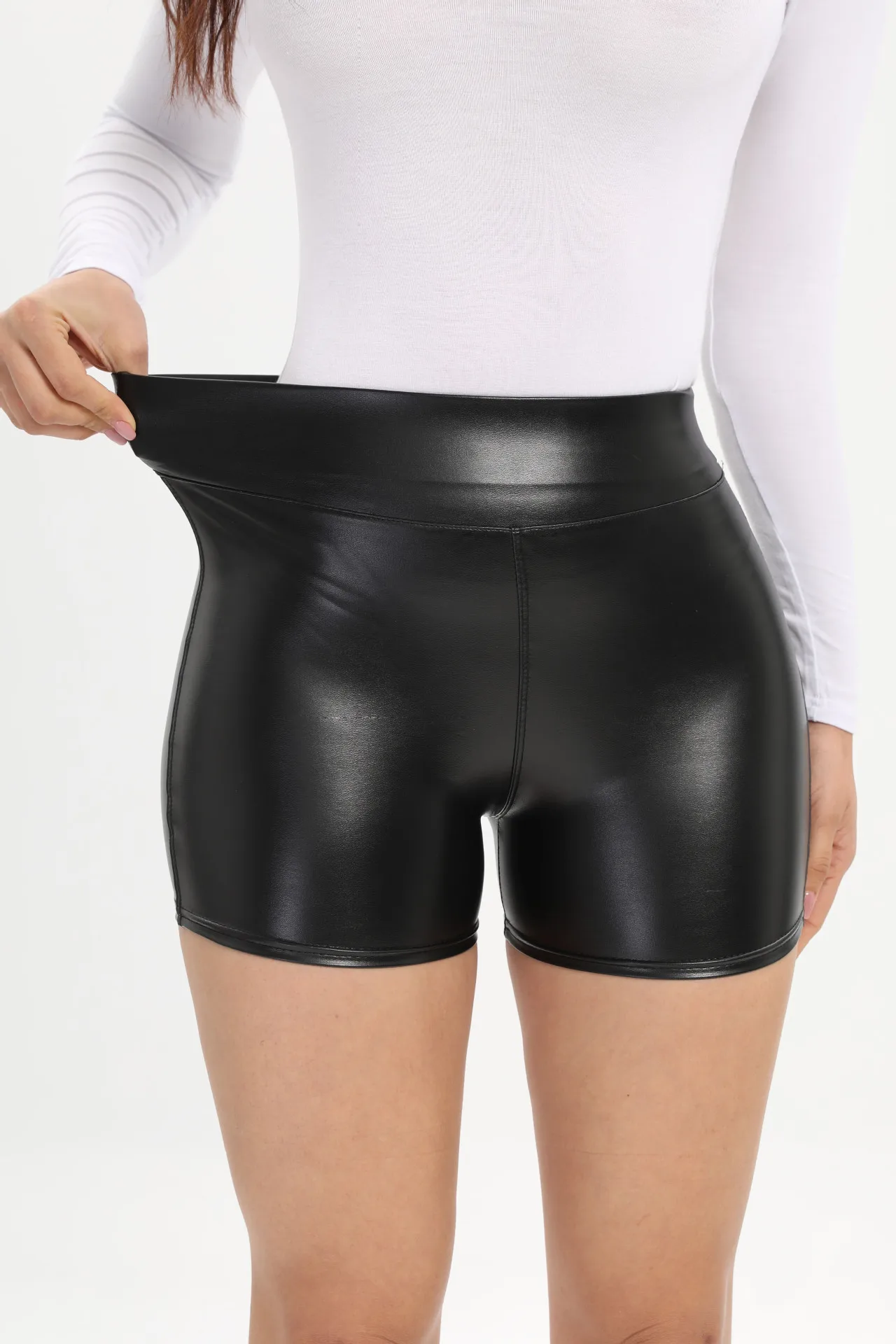 lululemon shorts New  Summer Straight Solid Color Fashion Leather Shorts Female Pu  Sexy Hot Nightclub Casual Sports Pants Pole Dance trendy clothes