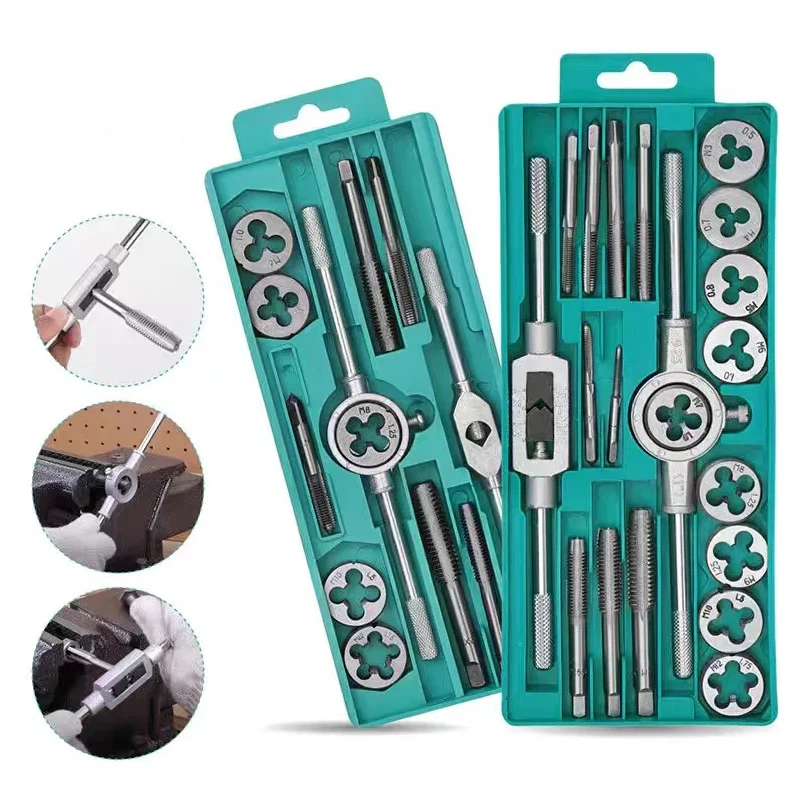 8/10/20/40pcs Inch Tap and Die Set Thread Type Thread Creating Repair Tool Kit with Storage Box Metric Tap Die Rethreading Kit
