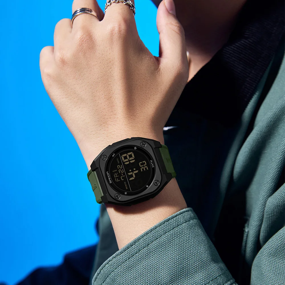 Waterproof Men's Digital Sports Watch with LED Display & Alarm Clock