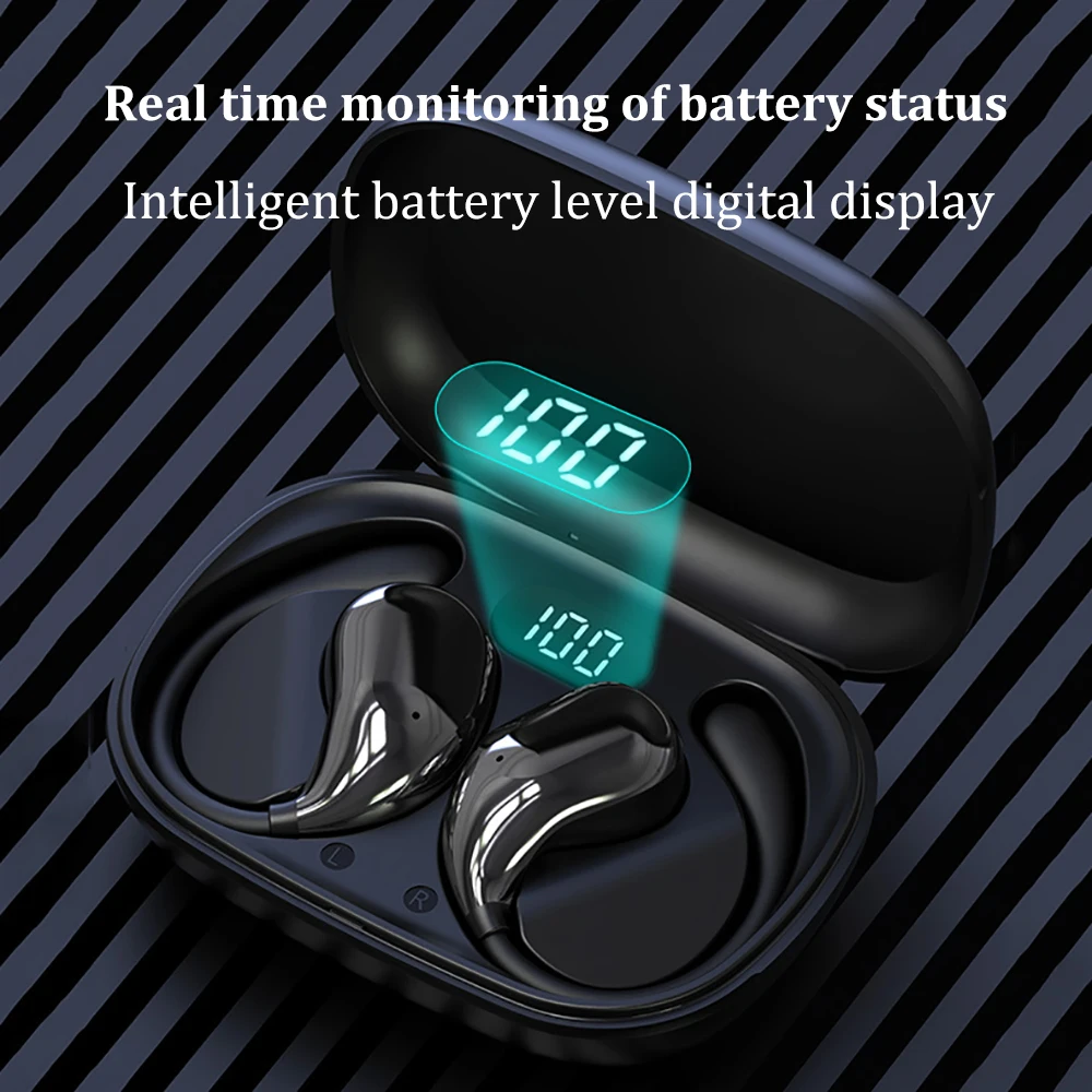 Bluetooth 5.4 Ear Hook Headphones TWS Wireless Earphones HiFi Stereo Waterproof Headsets LED Display Long Standby Touch Earbuds 2