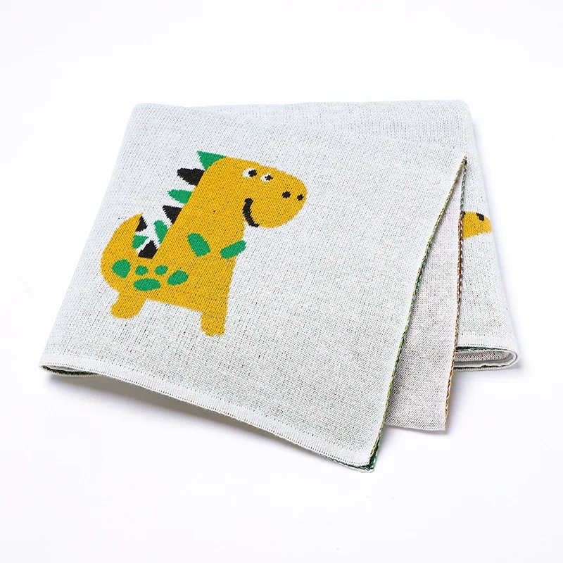 

Newborn Baby Blanket 100%Cotton Knit Infant Girl Boy Bed Plaid Crib Cute Cartoon Dinosaur 100*80CM Stroller Swaddling Super Soft