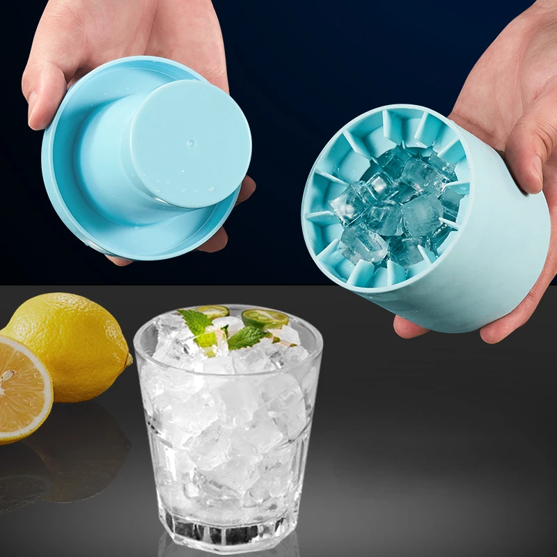 Ice cube bottle (2 in 1) design Cylindrical Silicone, Ice Mold trays ice  maker freezer, different design 3D cubes Maker, Ice Bucket for any things