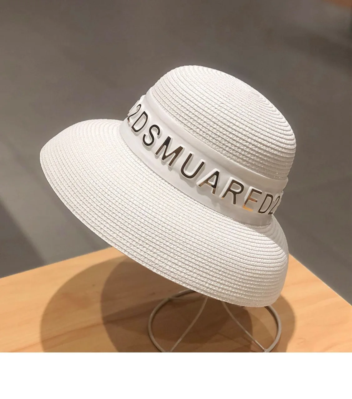 Bucket hat flat top letters summer ladies sun hat ladies straw hat
