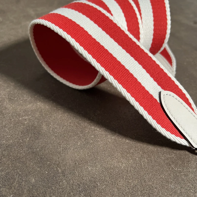 New 2 inch Wide Striped High-Quality Canvas Strap Paired With Cowhide Material Hand Sewn Suitable For Kelly Bag Shoulder Straps
