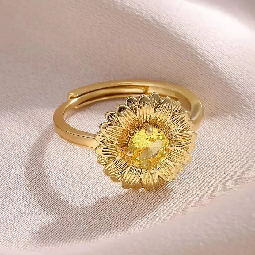 Luxury Zircon Sunflower Rings for Women