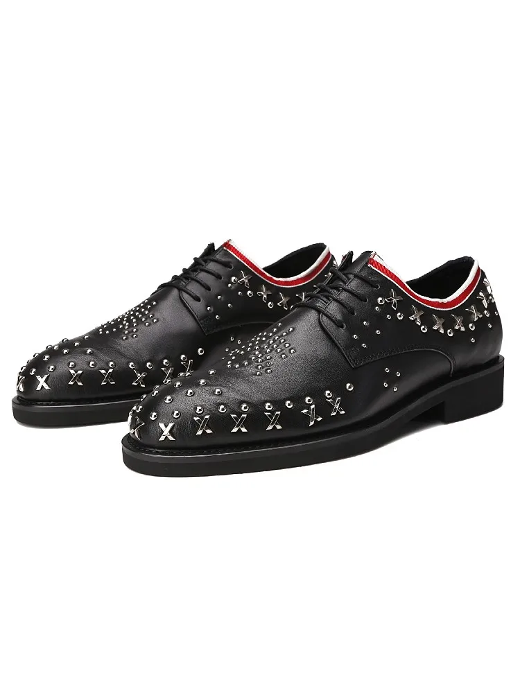 Gucci Men's Web Leather Derby Dress Shoes Black US 7 / UK 6