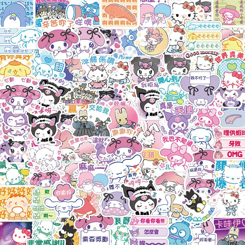 50pcs Sanrio Anime Stickers Cartoon Hello Kitty Kuromi My Melody Cute  Sticker Pack Toys For Girls Laptop Skin Kawaii Stickers