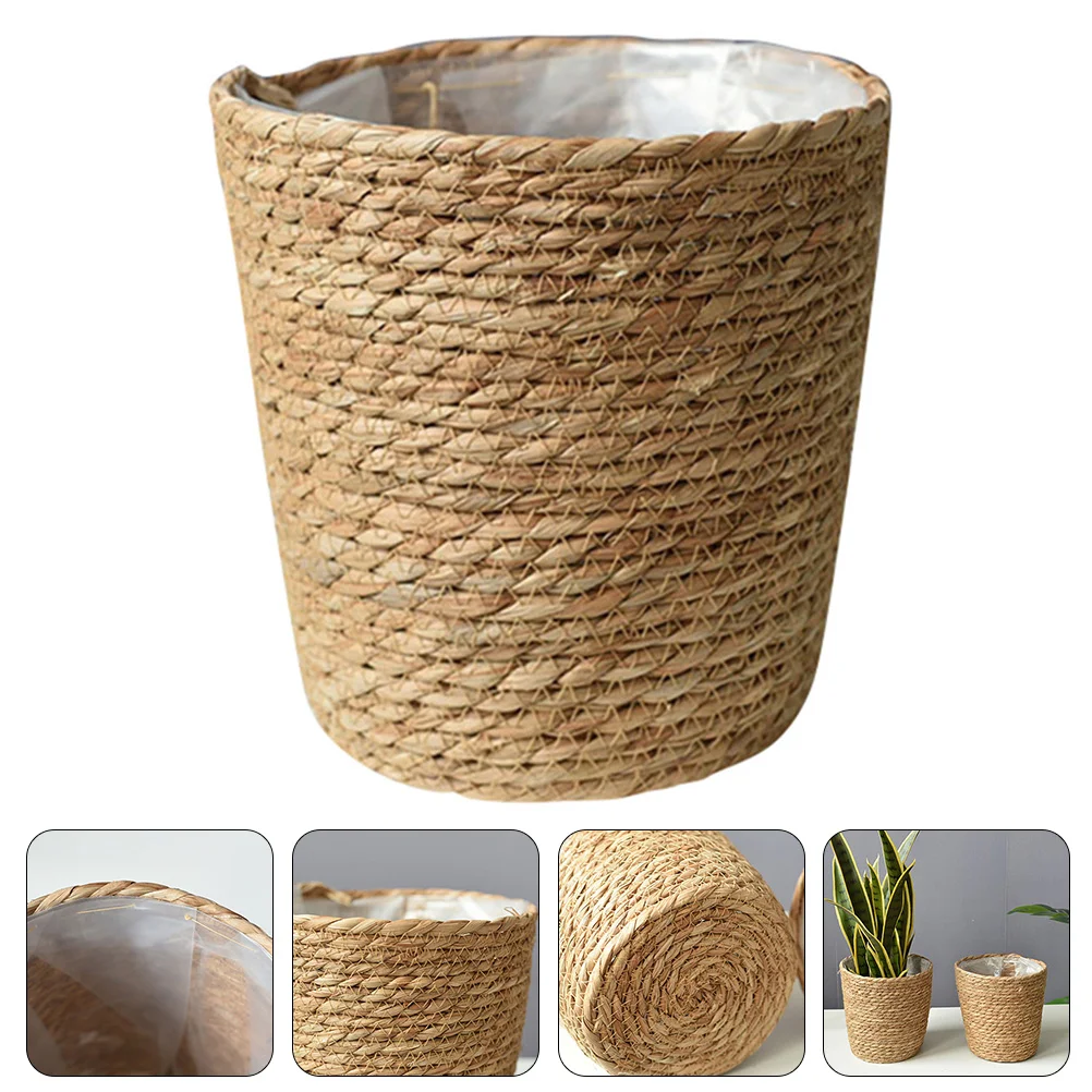 

Flower Pot Basket Home Supplies Durable Plant Toy Woven Rustic Planter Pe or Straw Weaving
