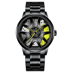 Luxury Quartz Watch with Automatic Movement and Round Dial (C Yellow Steel Strip)
