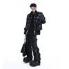 FEWQ Hole Torn Denim Men's Street Jacket Denim Suit 2024 Tie Dye Design Turn-down Collar Long Sleeve Male Sets Fashion 24E1516 4