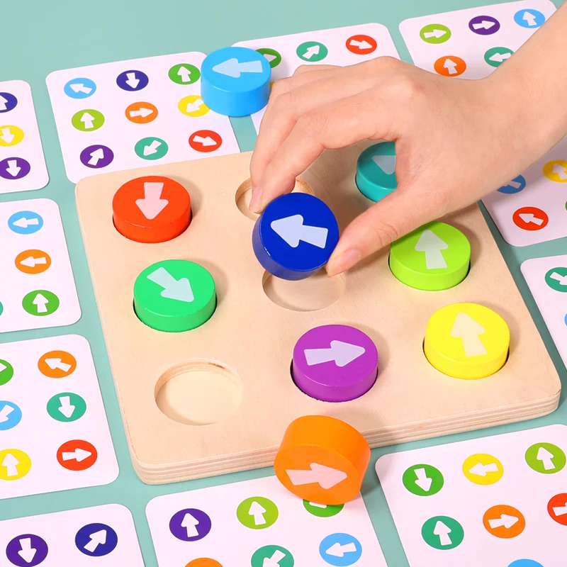 

Montessori Color Arrow Direction Board Game Children Toys Wooden Sorter Parent-Child Interactive Thinking Training Puzzle Game