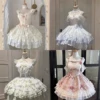 Summer Japanese Style Kawaii Lolita Dress Women Party Vintage Sweet Lace Bow Birthdays Cake Dresses Harajuku Y2k Bandage Dress