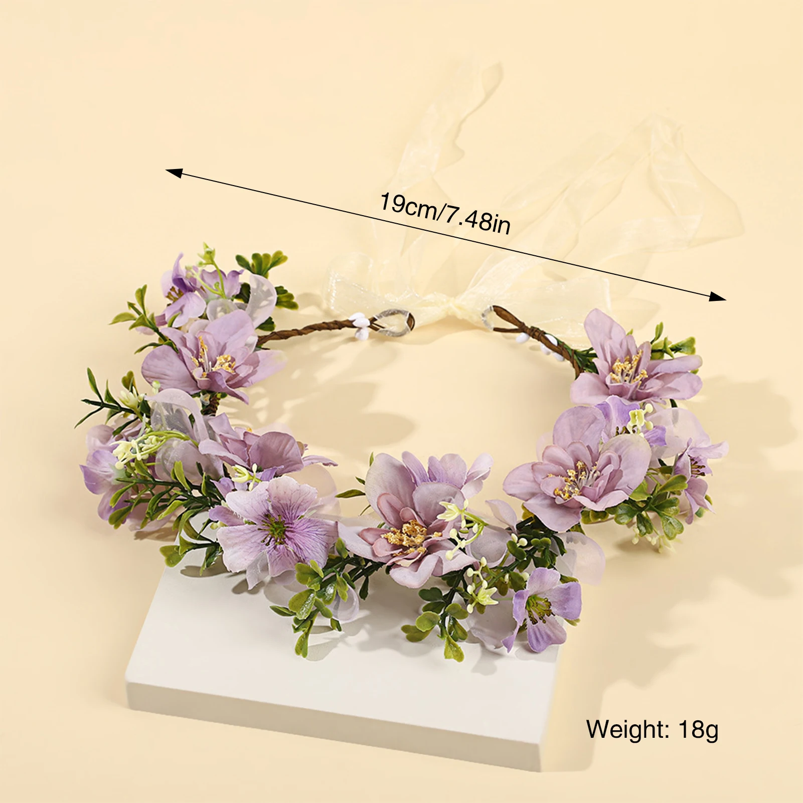 Handgemachte Blumenkrone für Frauen, künstlicher künstlicher Blumenkranz, Waldstil, Blumenkranz, süße Feen-Haar-Accessoires – Detail 5