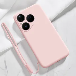 Liquid Silicone Phone Case with Hand Strap for Huawei Pura 80 Series (Pink)