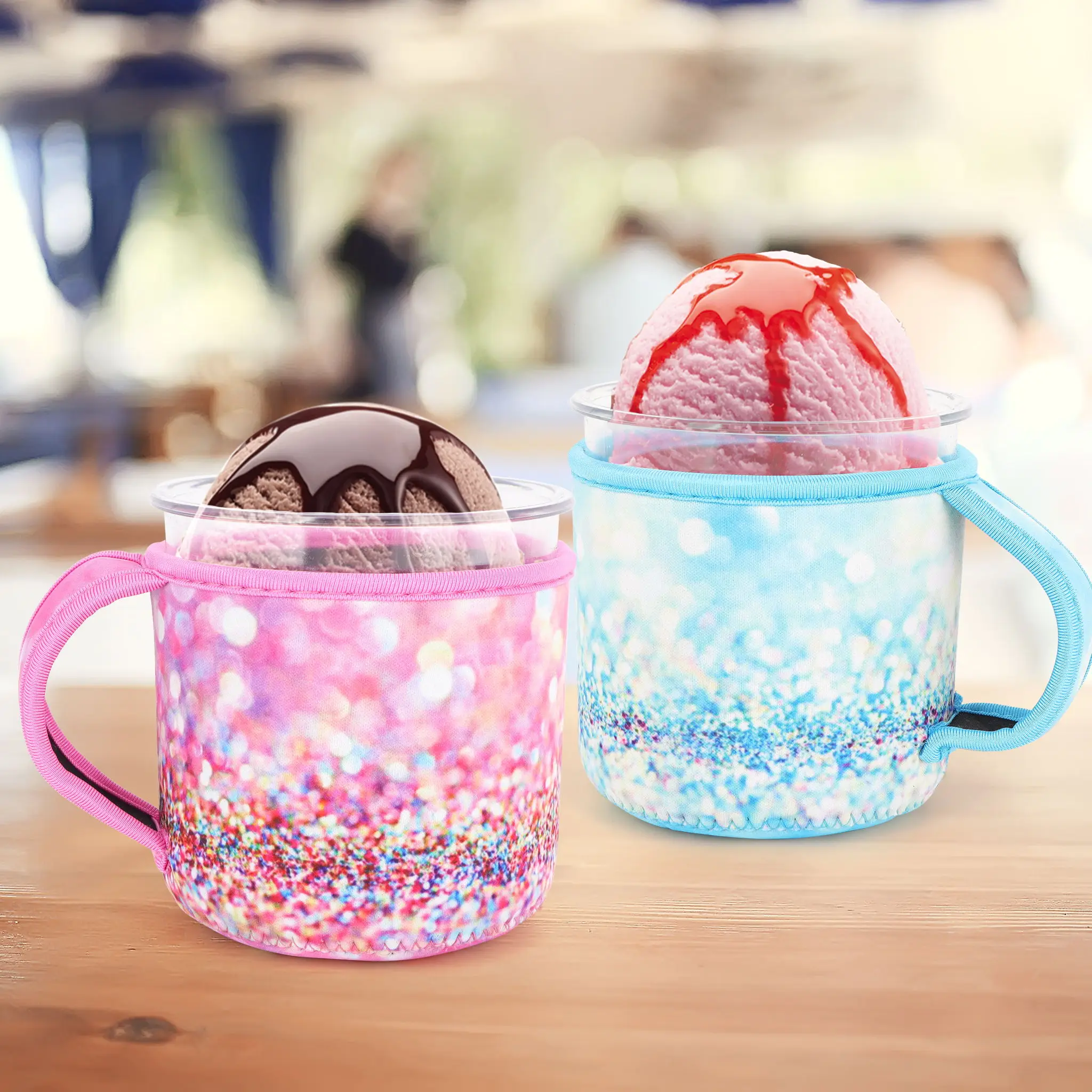 Reusable Neoprene Ice Cream Sleeve with Handle - Insulated