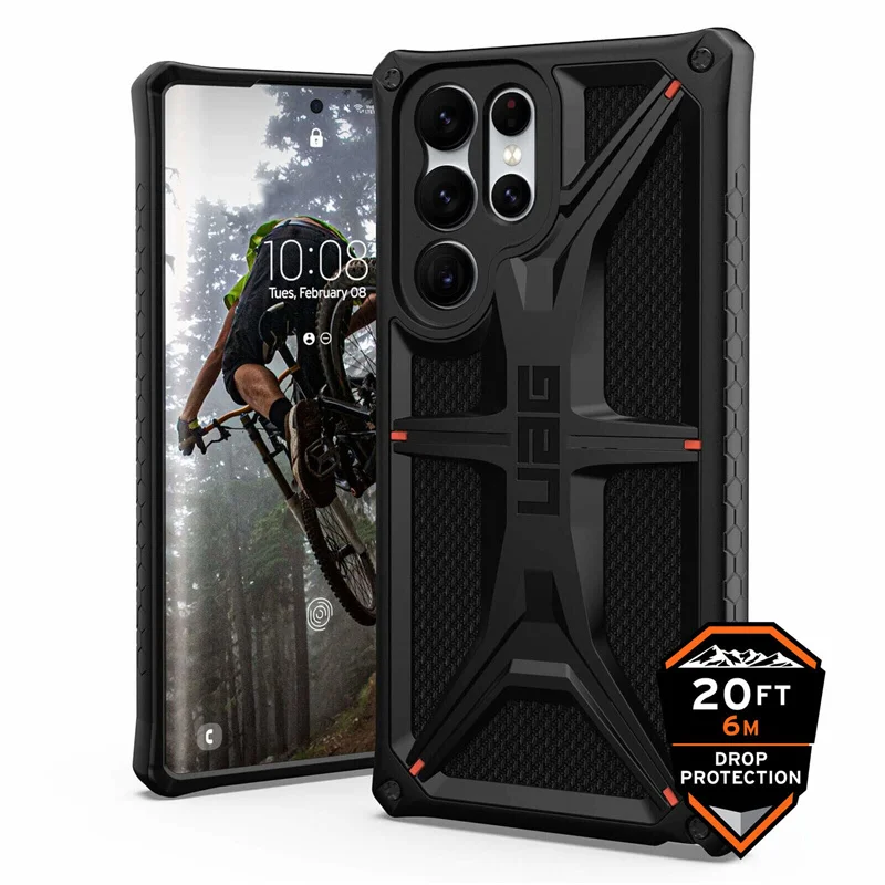 Originale Urban Armor Gear Uag Monarch Kevlar Custodia Robusta Robusta Coque Per Samsung Galaxy S22 Ultra / S22 Plus Protect Cover Capa