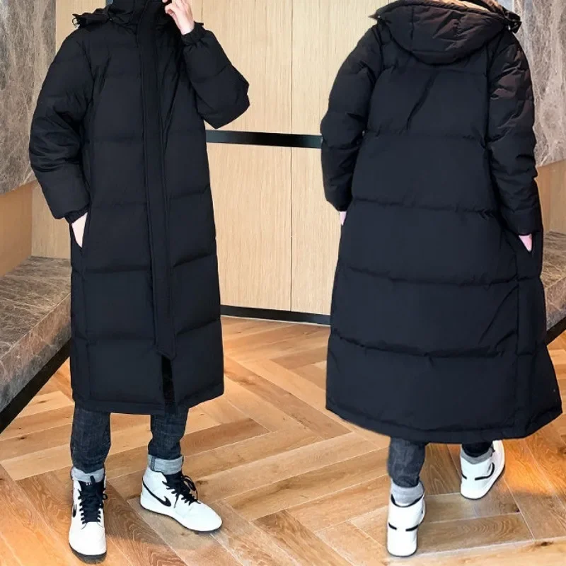 2024 New Women Down Jacket Winter Coat Female Long Parkas Loose Large Size Thick Warm Outwear Fashion Simplicity Hooded Overcoat