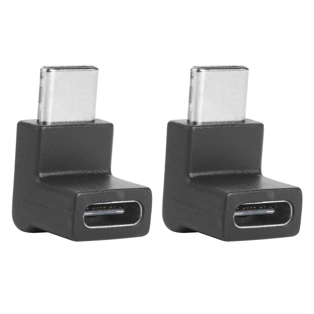 Dual Right Angle USB C Adapter Pack - Type-C Male to Female Angled Extension