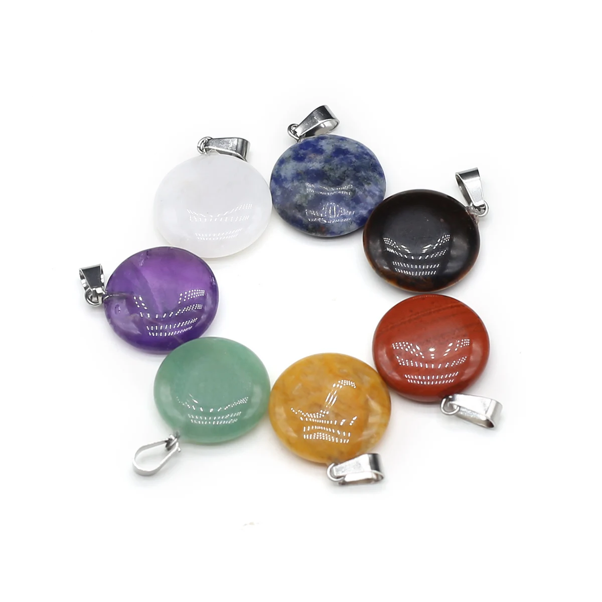 

Natural Stone Gemstones Pendant Disc-shape Exquisite Charm for Jewelry Making DIY Fashion Necklace Bracelet Earrings Accessories