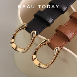 BEAUTODAY Classical Belts Women Genuine Cow Leather Irregular Buckle Ladies Accessories Handmade 91050