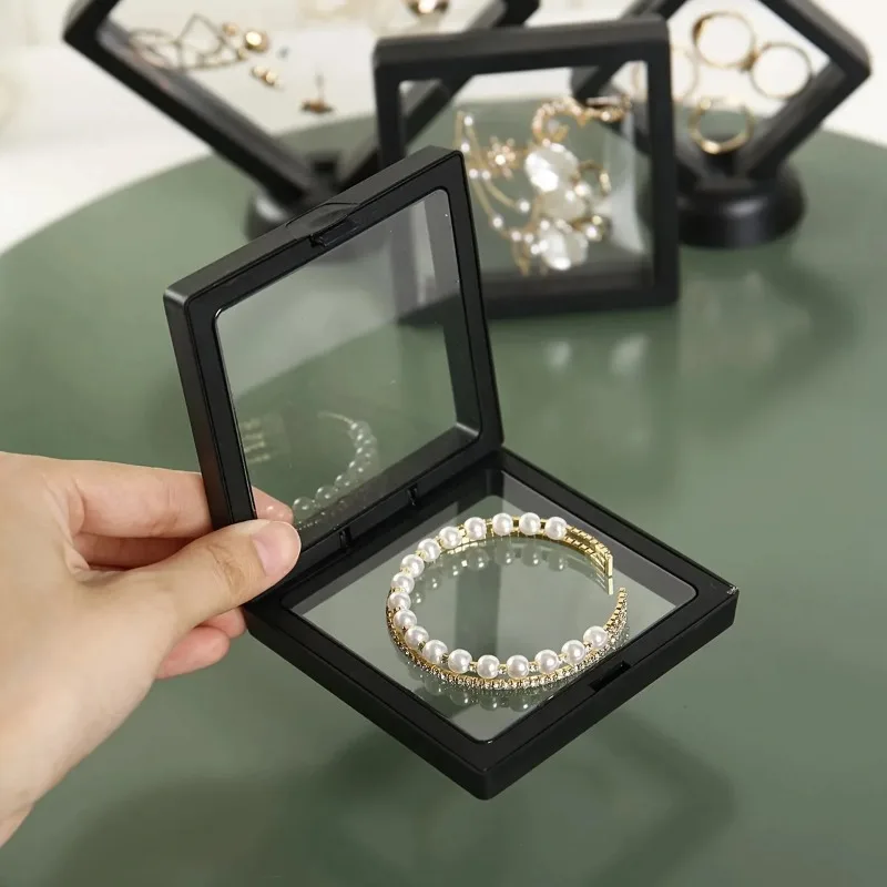 Paquete de 10 Cajas Transparentes Flotantes para Exhibición, Caja de Plástico para Empaque de Joyería, Caja de Almacenam