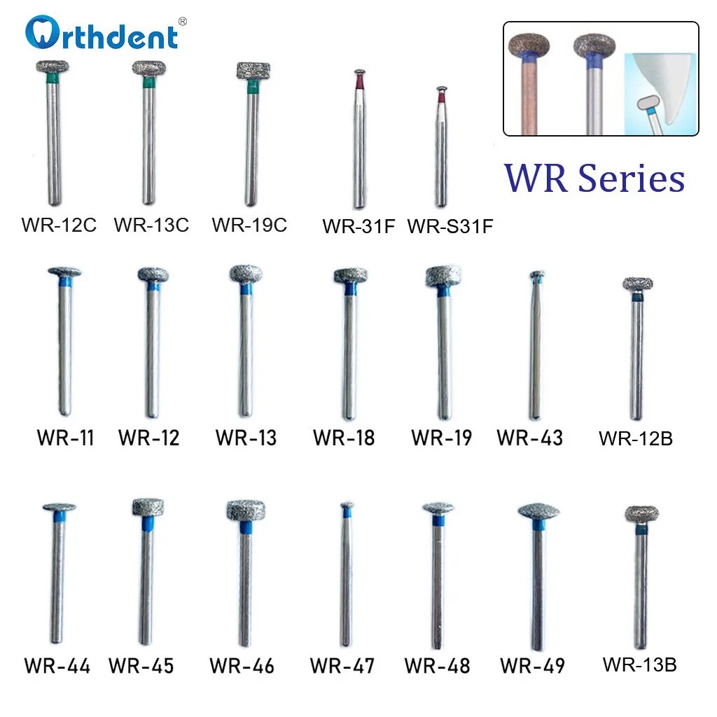 

10 Pcs/Box Dental Strawberries High Speed Diamond Burs Drill Bits Dentistry Cutters Medium Emery Dentist Lab Tools WR Series