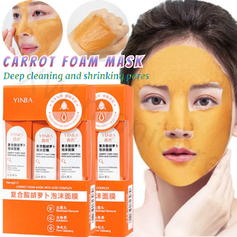 

Compound Acid Carrot Foam Mask To Remove Blackheads, Deeply Clean and Shrink Pores Control Oil and Fade Spots Moisturizing