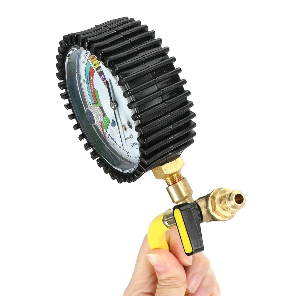 Tester Di Pressione Dell'Azoto 1/4 Sae Inch Hvac Systems Cold Test Table Tools -1 ~ 60Bar Manometro Per R134A, R22, R407C, R410A.
