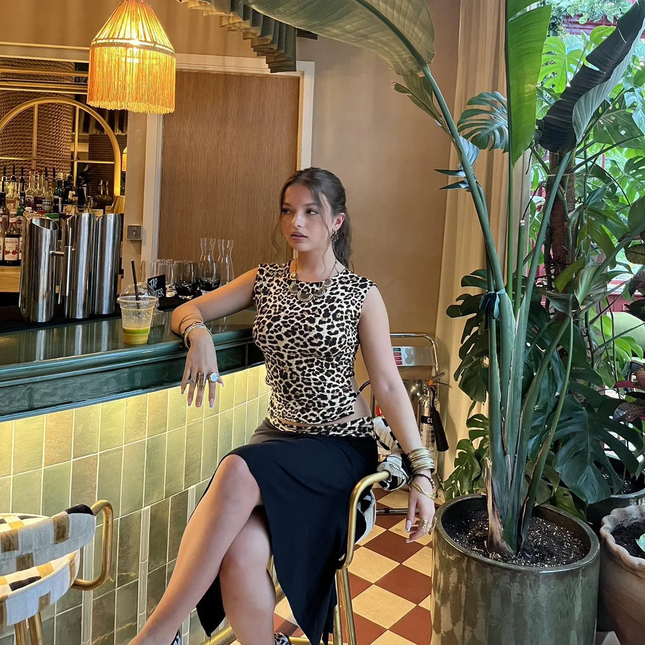 Leopard Sexy 2 Piece-Set Skirt Female Contrast Lace-Up Cropped Pullover And High Waist Skirt Sets Bandage Women's Outfits