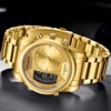 FOXBOX New Gold Quartz Wristwatch For Men Fashion Military Sport Waterproof Watch Men Top Brand Luxury Dual Display Watch Men 2